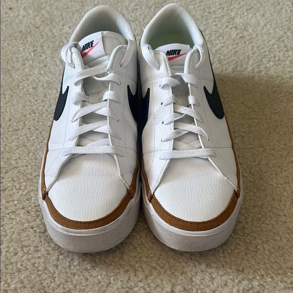Nike White and Brown Sneakers Classic Design
